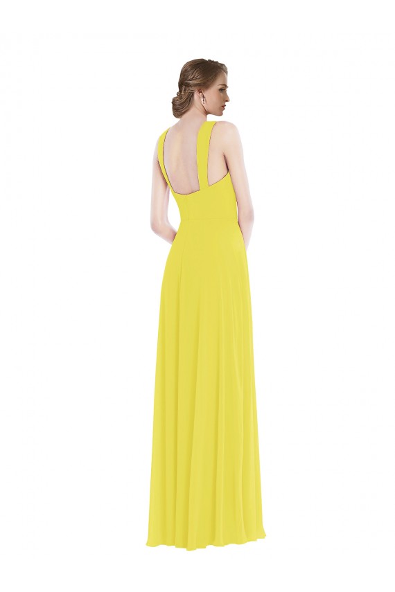 Amarelo Amor Sem Mangas Linha A Vestidos de Madrinha Online