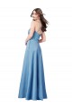 Azul Celeste Decote Quadrado Sem Mangas Criss Cruz Bainha Vestidos de Madrinha / Vestidos de Noite / Vestidos de Festa Online