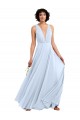 Azul Céu Claro Decote V Sem Mangas Linha A Vestidos de Madrinha / Vestidos Formais Online