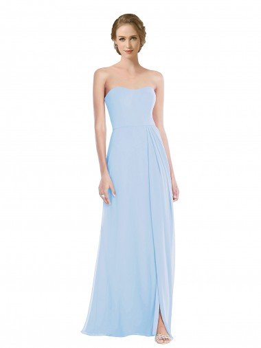 Azul Céu Claro Amor Sem Mangas Linha A Vestido de Madrinha / Vestido de Festa Online