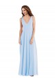 Azul Céu Claro Decote V Sem Mangas Linha A Vestido de Madrinha Online