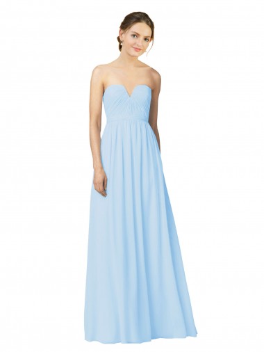 Azul Céu Claro Sem alças Sem Mangas Linha A Chiffon Vestidos de Madrinha Online