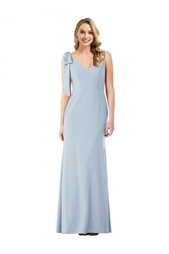 Azul Céu Claro Decote V Sem Mangas Costas em V Trombeta Vestidos de Madrinha / Vestidos de Festa Online