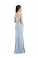 Azul Céu Claro Decote V Sem Mangas Criss Cruz Trombeta Vestidos de Madrinha / Vestidos de Festa Online