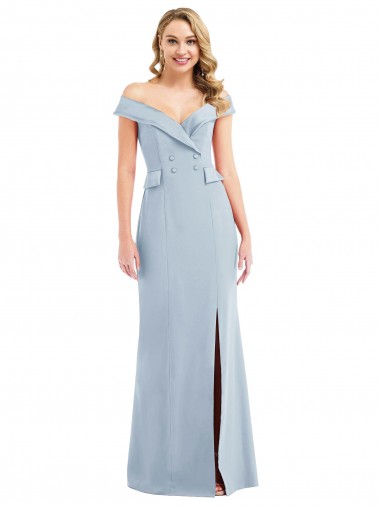 Azul Céu Claro Fora do Ombro Sem Mangas Trombeta Vestidos de Madrinha / Vestidos de Festa Online