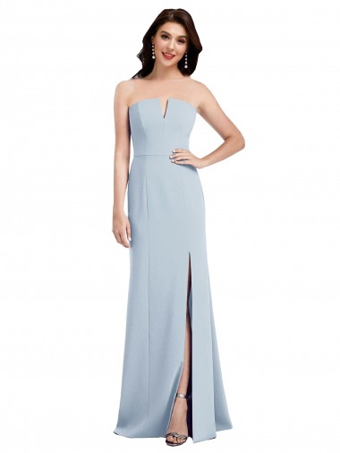 Azul Céu Claro Sem alças Sem Mangas Lombar Trombeta Vestidos de Madrinha / Vestidos de Festa Online