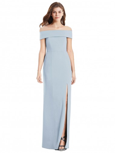 Azul Céu Claro Fora do Ombro Sem Mangas Trombeta Longo Vestidos de Madrinha / Vestidos de Festa Online