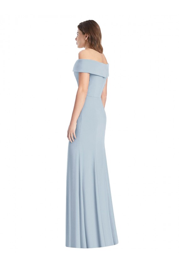 Azul Céu Claro Fora do Ombro Sem Mangas Trombeta Longo Vestidos de Madrinha / Vestidos de Festa Online