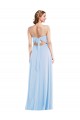 Azul Céu Claro Decote V Sem Mangas Linha A Vestidos de Madrinha / Vestidos de Noite Online