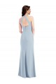 Azul Céu Claro Decote V Sem Mangas Abrir de volta Linha A Vestidos de Madrinha / Vestidos de Noite / Vestidos de Festa Online