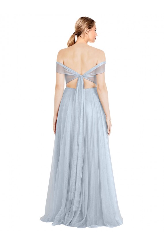 Azul Céu Claro Sem alças Sem Mangas Linha A Vestidos de Madrinha Online