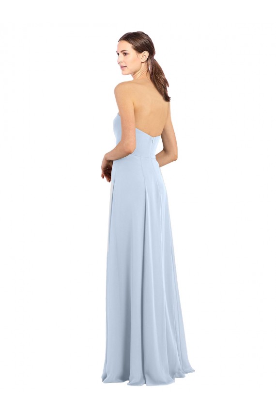Azul Céu Claro Sem alças Sem Mangas Linha A Longo Vestidos de Madrinha Online