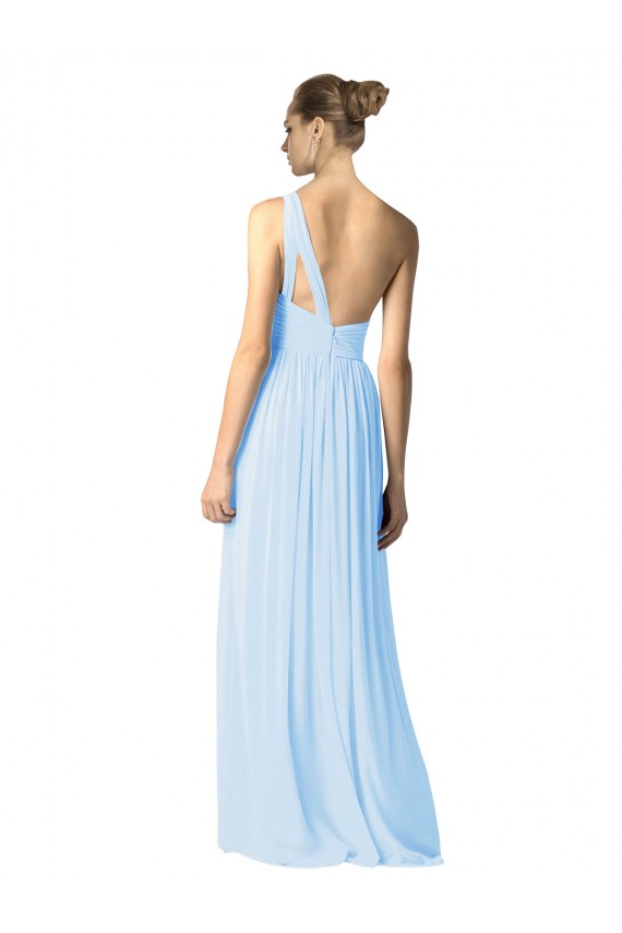 Azul Céu Claro Um Ombro Sem Mangas Linha A Vestidos de Madrinha Online