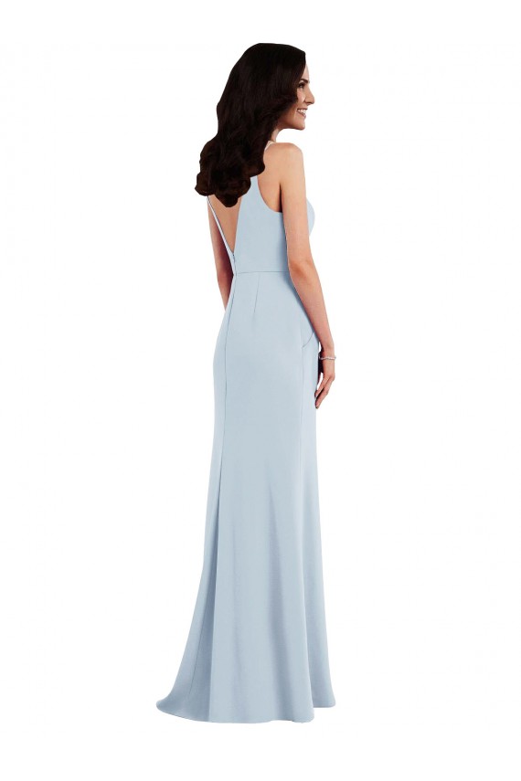 Azul Céu Claro Decote V Sem Mangas Costas em V Trombeta Longo Vestidos de Madrinha / Vestidos de Festa Online