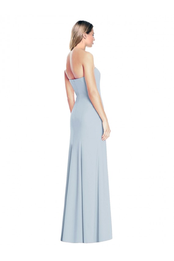Azul Céu Claro Sem alças Sem Mangas Lombar Trombeta Crepe Esticado Vestidos de Madrinha / Vestidos de Festa Online