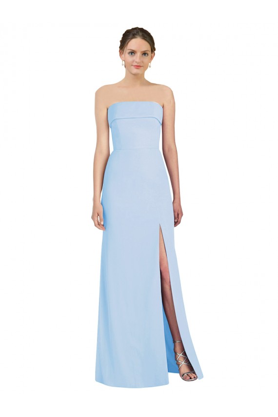 Azul Céu Claro Sem alças Sem Mangas Lombar Trombeta Vestidos de Madrinha / Vestidos de Noite Online