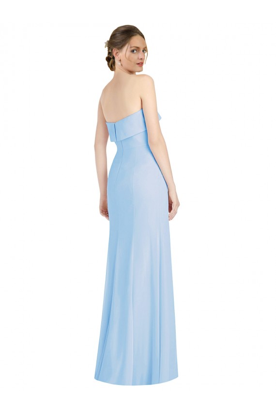 Azul Céu Claro Sem alças Sem Mangas Lombar Trombeta Vestidos de Madrinha / Vestidos de Noite Online