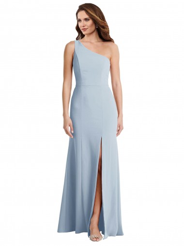 Azul Céu Claro Um Ombro Sem Mangas Trombeta Vestidos de Madrinha / Vestidos de Noite / Vestidos de Festa Online