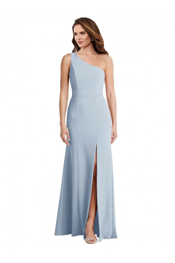 Azul Céu Claro Um Ombro Sem Mangas Trombeta Vestidos de Madrinha / Vestidos de Noite / Vestidos de Festa Online