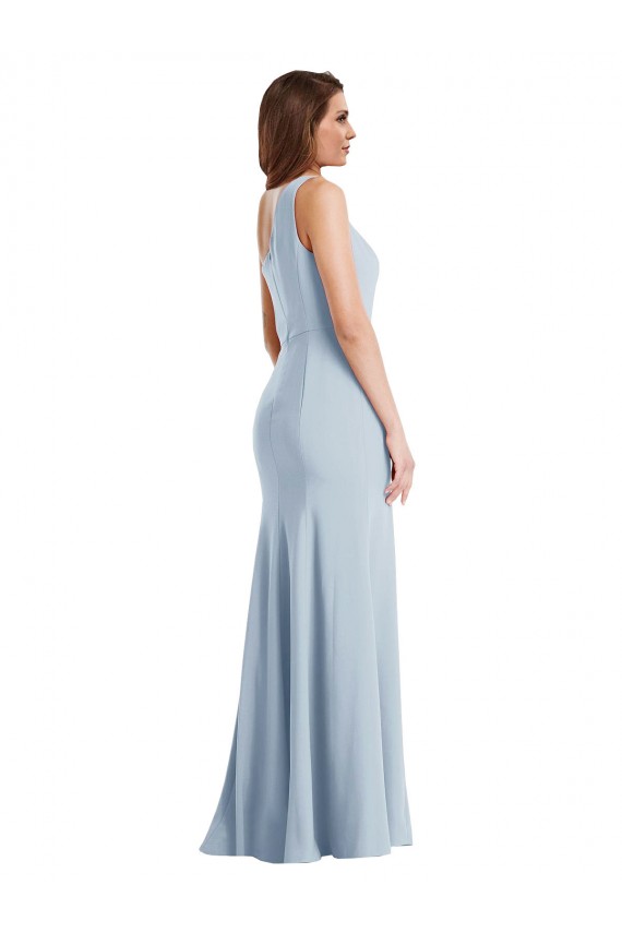 Azul Céu Claro Um Ombro Sem Mangas Trombeta Vestidos de Madrinha / Vestidos de Noite / Vestidos de Festa Online