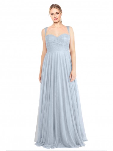 Azul Céu Claro Amor Sem Mangas Linha A Vestidos de Madrinha Online