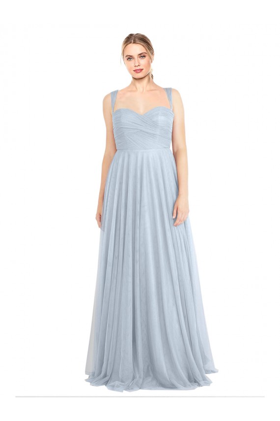 Azul Céu Claro Amor Sem Mangas Linha A Vestidos de Madrinha Online