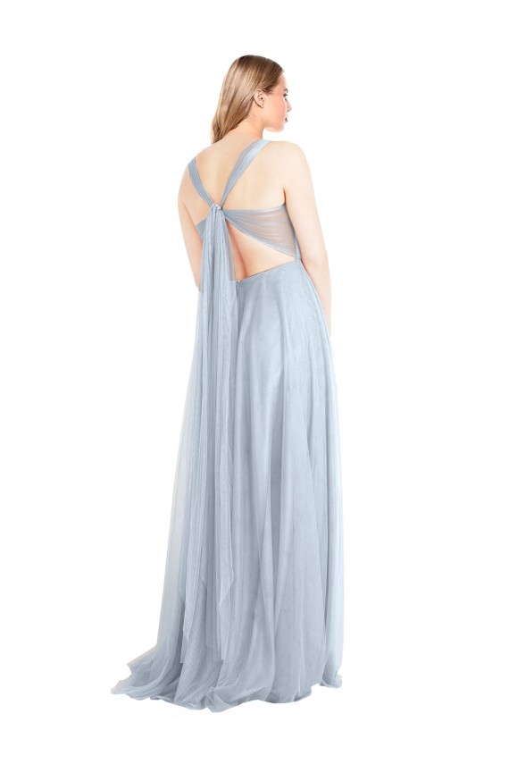 Azul Céu Claro Amor Sem Mangas Linha A Vestidos de Madrinha Online