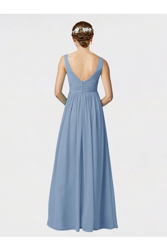 Azul Empoeirado Amor Sem Mangas Linha A Vestido de Madrinha Online