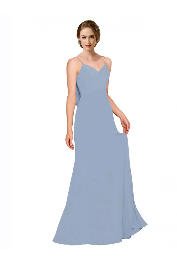 Azul Empoeirado Amor Sem Mangas Linha A Vestidos Formais / Vestidos de Madrinha Online