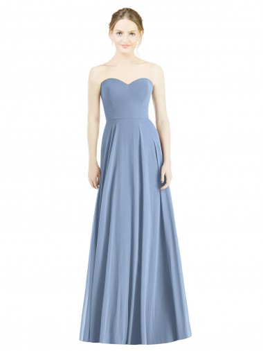 Azul Empoeirado Amor Sem Mangas Linha A Vestido de Madrinha / Vestido de Noite Online