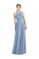 Azul Empoeirado Cabeçada Sem Mangas Linha A Vestido de Madrinha / Vestido de Noite Online