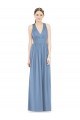 Azul Empoeirado Decote V Sem Mangas Linha A Vestidos Formais / Vestidos de Madrinha Online