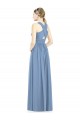 Azul Empoeirado Decote V Sem Mangas Linha A Vestidos Formais / Vestidos de Madrinha Online