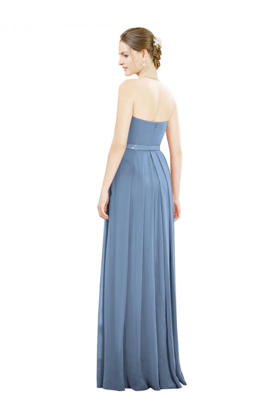 Azul Empoeirado Sem alças Sem Mangas Linha A Longo Vestido Formais / Vestido de Madrinha Online