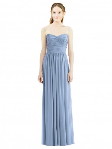 Azul Empoeirado Sem alças Sem Mangas Linha A Vestido Formais / Vestido de Madrinha Online