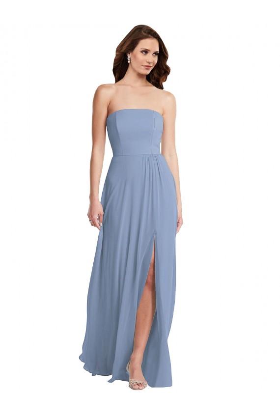 Azul Empoeirado Sem alças Sem Mangas Linha A Vestidos de Noiva / Vestidos de Festa Online