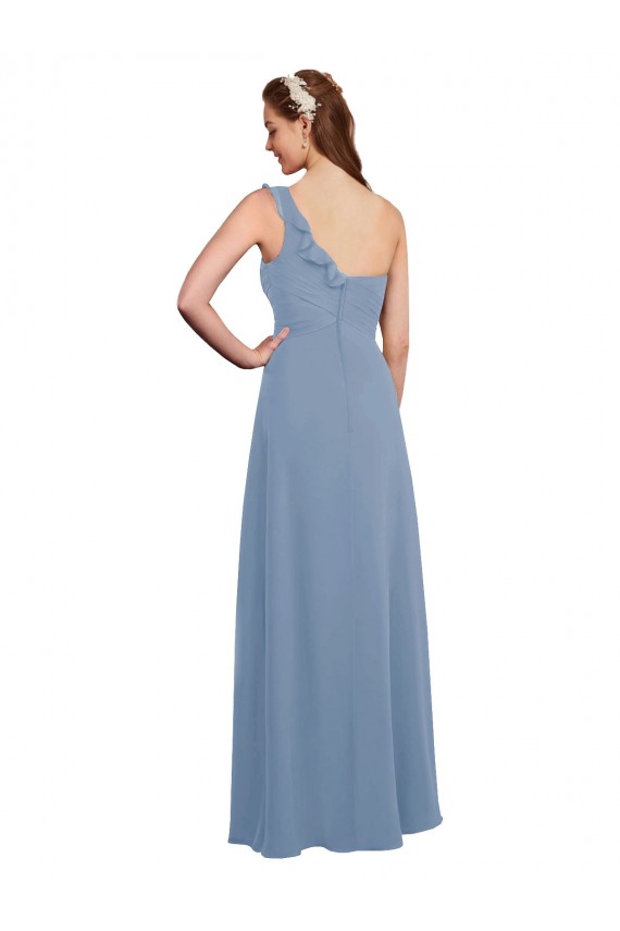 Azul Empoeirado Amor Sem Mangas Linha A Vestido de Madrinha / Vestido Formais Online