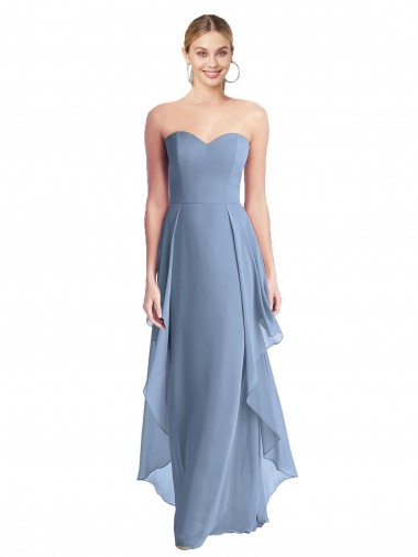 Azul Empoeirado Sem alças Sem Mangas Linha A Vestido de Madrinha / Vestido de Baile Online