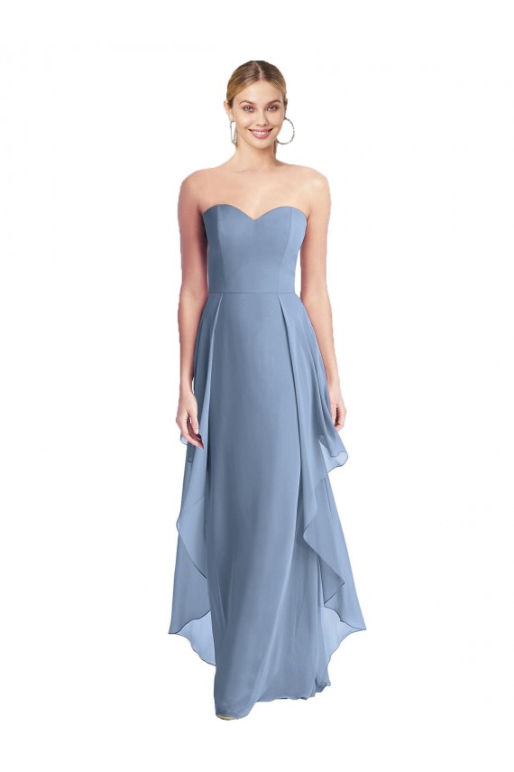 Azul Empoeirado Sem alças Sem Mangas Linha A Vestido de Madrinha / Vestido de Baile Online