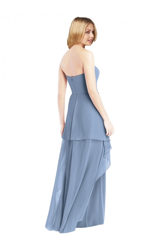 Azul Empoeirado Sem alças Sem Mangas Linha A Vestido de Madrinha / Vestido de Baile Online