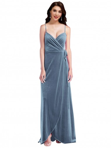 Azul Empoeirado Amor Sem Mangas Lombar Linha A Vestidos de Madrinha / Vestidos de Festa Online