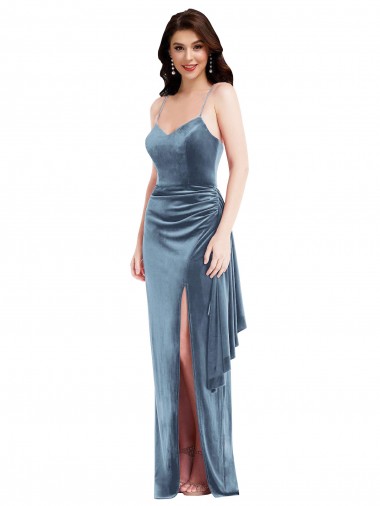 Azul Empoeirado Amor Sem Mangas Lombar Trombeta Vestidos de Madrinha / Vestidos de Noite / Vestidos de Festa Online