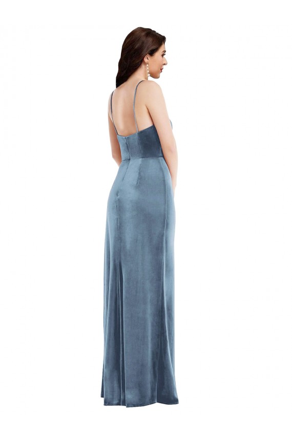 Azul Empoeirado Amor Sem Mangas Lombar Trombeta Vestidos de Madrinha / Vestidos de Noite / Vestidos de Festa Online
