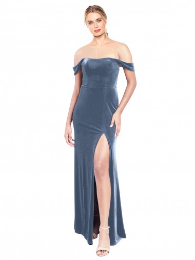 Azul Empoeirado Sem alças Sem Mangas Linha A Vestidos de Madrinha / Vestidos de Festa Online