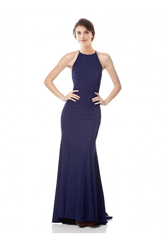 Azul Marinho Decote Alto Sem Mangas Sereia Vestidos de Madrinha / Vestidos de Noite / Vestidos de Festa Online