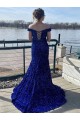 Azul Real Fora do Ombro Sem Mangas Bainha Vestidos de Festa Online