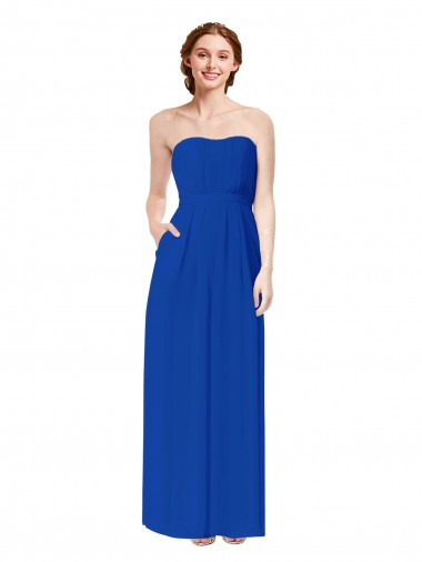 Azul Real Amor Sem Mangas Abrir de volta Bainha Vestidos de Madrinha Online