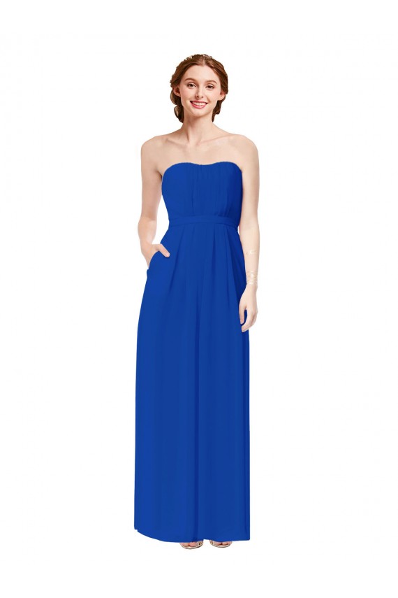 Azul Real Amor Sem Mangas Abrir de volta Bainha Vestidos de Madrinha Online