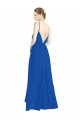 Azul Real Decote V Sem Mangas Costas em V Linha A Vestidos de Madrinha Online