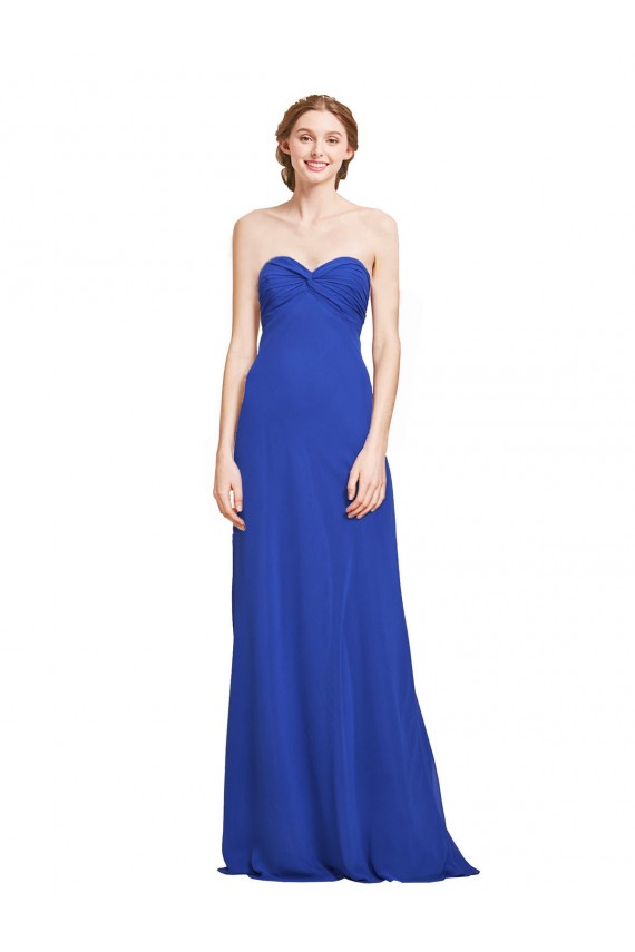 Azul Real Amor Sem Mangas Linha A Longo Vestidos de Madrinha Online